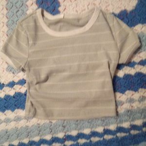 Mint Green Striped Crop Top